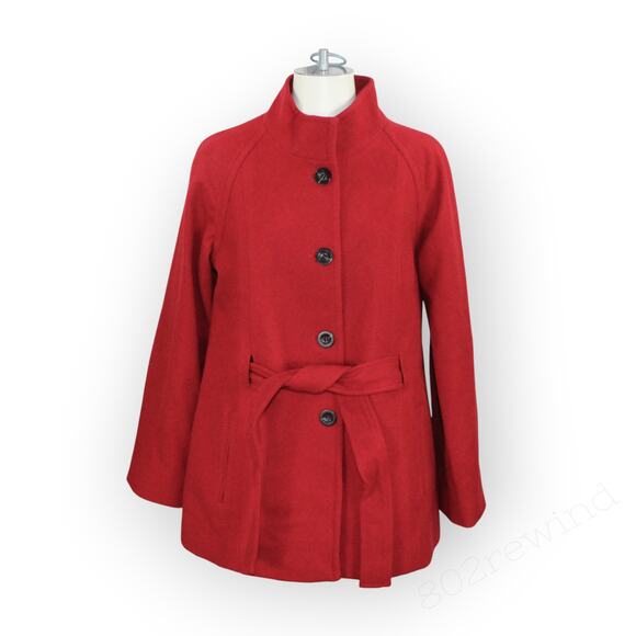 New S/M Pendleton Winter Getaway Coat Jacket MerinoWool MadeInUSA Red ALine - Picture 15 of 16